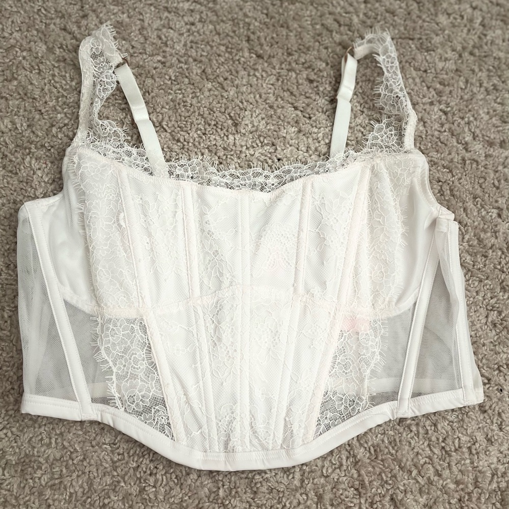 Victorias Secret White Lace Corset top